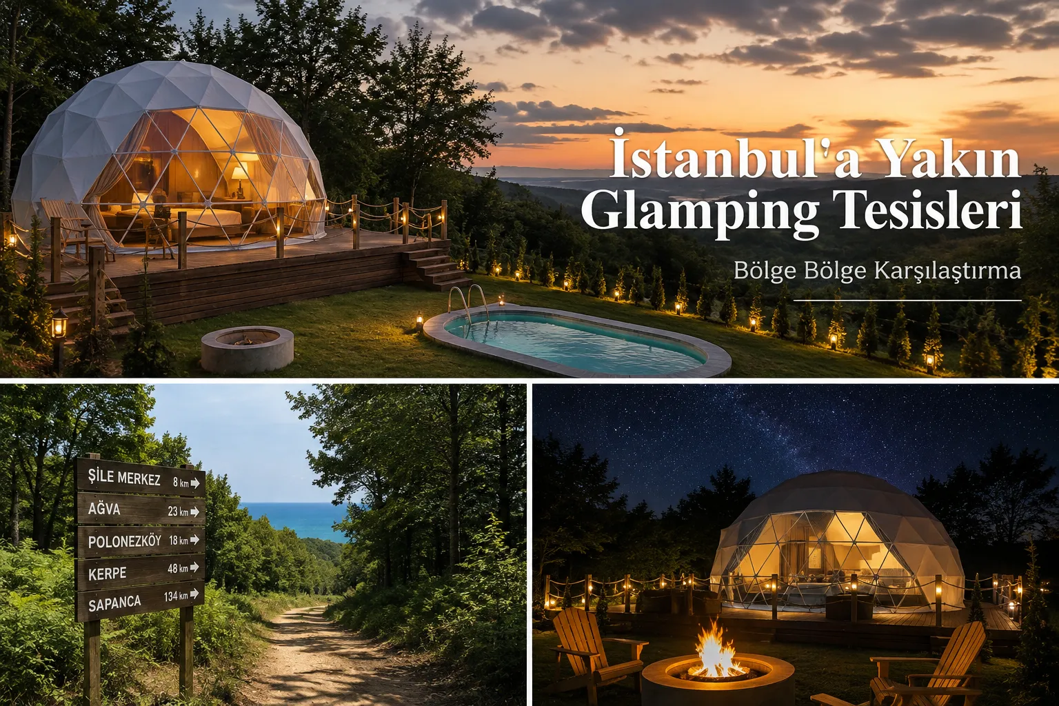 İstanbul'a yakın glamping tesisi: Şile'de ormanla çevrili havuzlu dome çadır konaklama